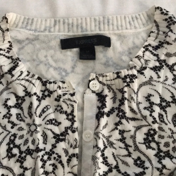 Express black and white lace patterned cardigan - Picture 3 of 3